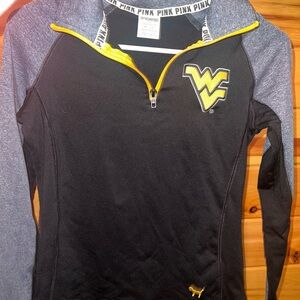 Victoria's Secret PINK Black and Gray Quarter-Zip Pullover